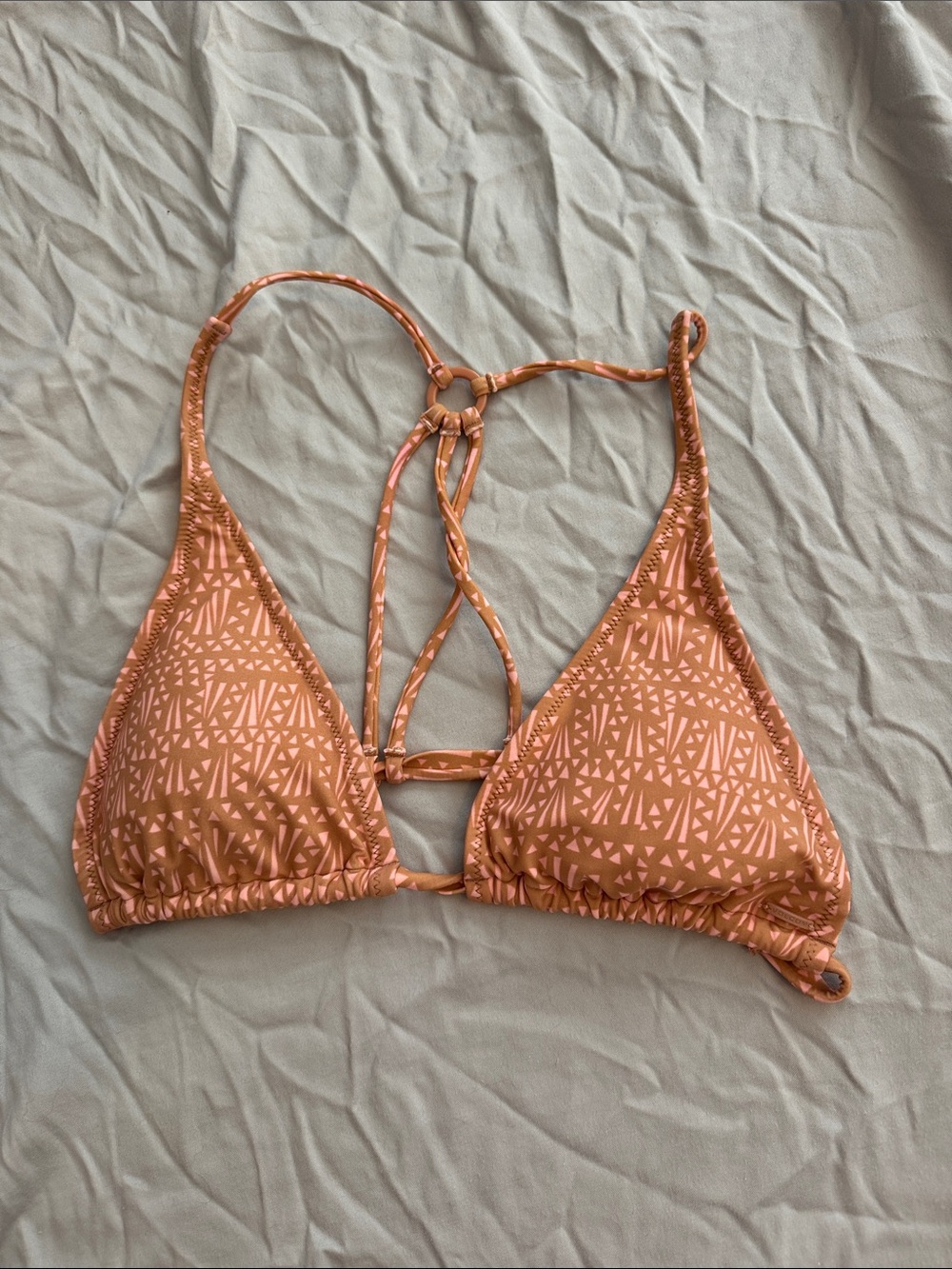 Volcom Peach Geometric Triangle Bandeau Bikini Top